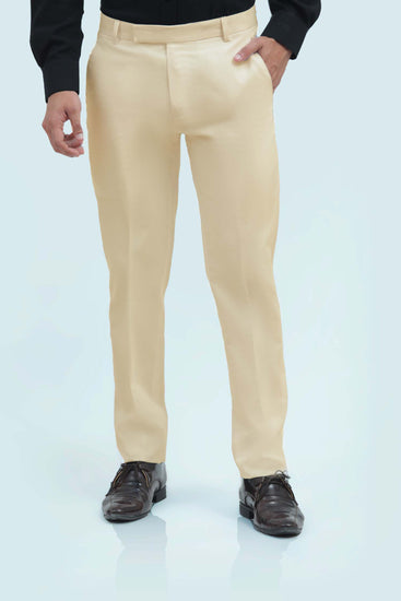 Buy Men Cream Regular Fit Solid Formal Trousers Online - 85642 | Allen Solly
